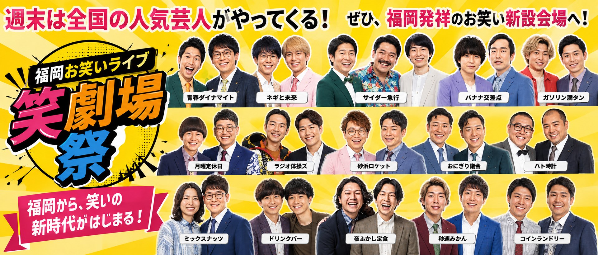 週末は全国の人気芸人がやってくる！福岡お笑いライブ 笑劇場祭